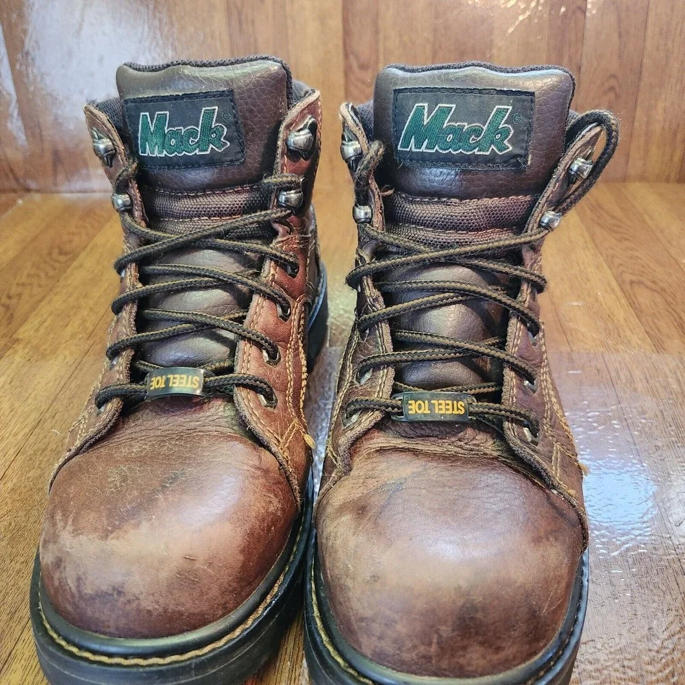 Mack Boots Mens Size 7 Steel Toe Gorman Work Shoes Leather Upper Brown